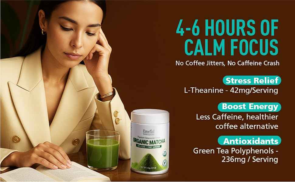 Matcha--Emerail Premium Culinary Grade Organic Matcha Green Tea Powder,Premium Unsweetened,100 Pure Matcha Powder,Smoothies,and Baking 70g 2.5oz-Ships From US-Tea-Coffee Mate